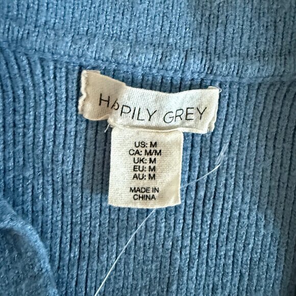 Happily Grey Blue Cropped Button Sweater - Picture 4 of 4
